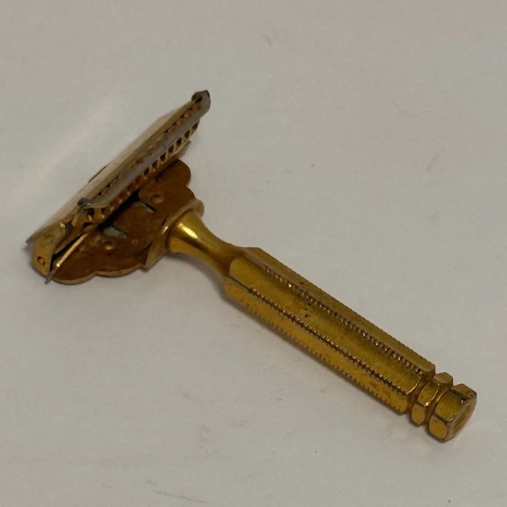 GEM JUNIOR Safety Razor Gold Tone‎ Vintage Double Edge Made in USA
